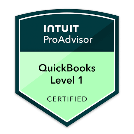 Intuit QuickBooks Level 1 Certified ProAdvisor badge